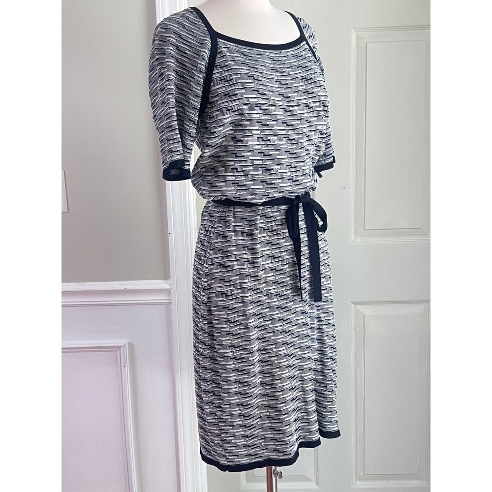 Marc New York Sheath Dress M Womens Textured Knit Black White Workwear Modern